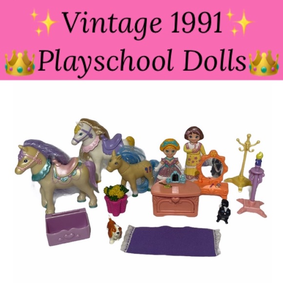 1991 Playskool Dolls Princess Horse Castle 1990’s Vintage Toys Lot Bundle Pink